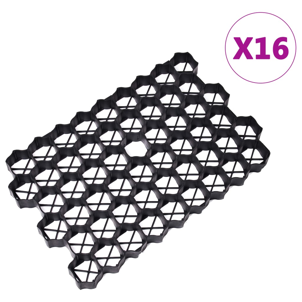 vidaXL Grass Grids 16 pcs 60x40x3 cm plastic green