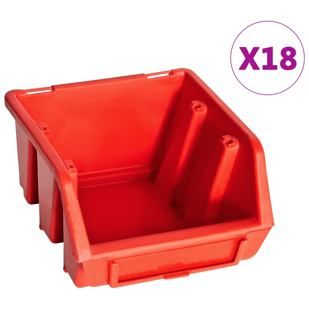 vidaXL 32-delige Opslagbakkenset met wandpanelen rood en zwart