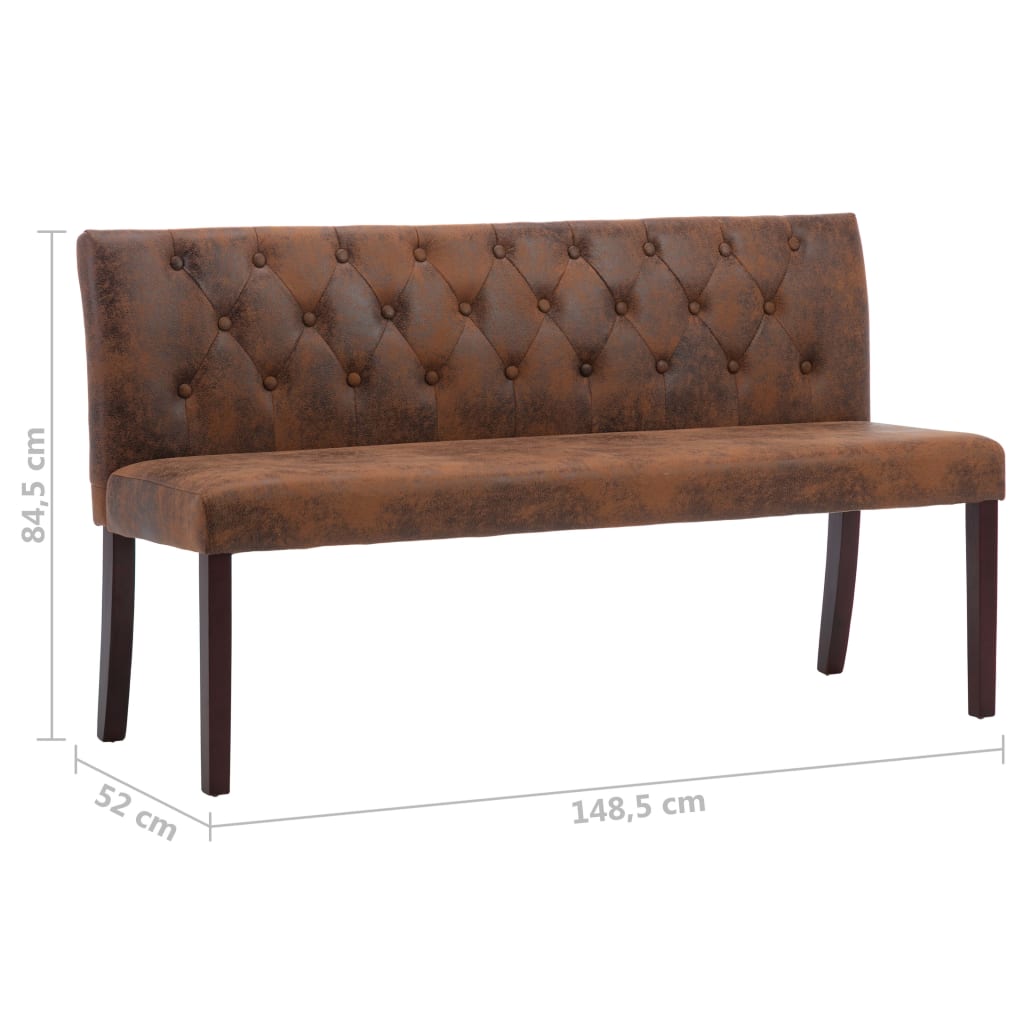 vidaXL Bench 148.5 cm Faux Suede Brown