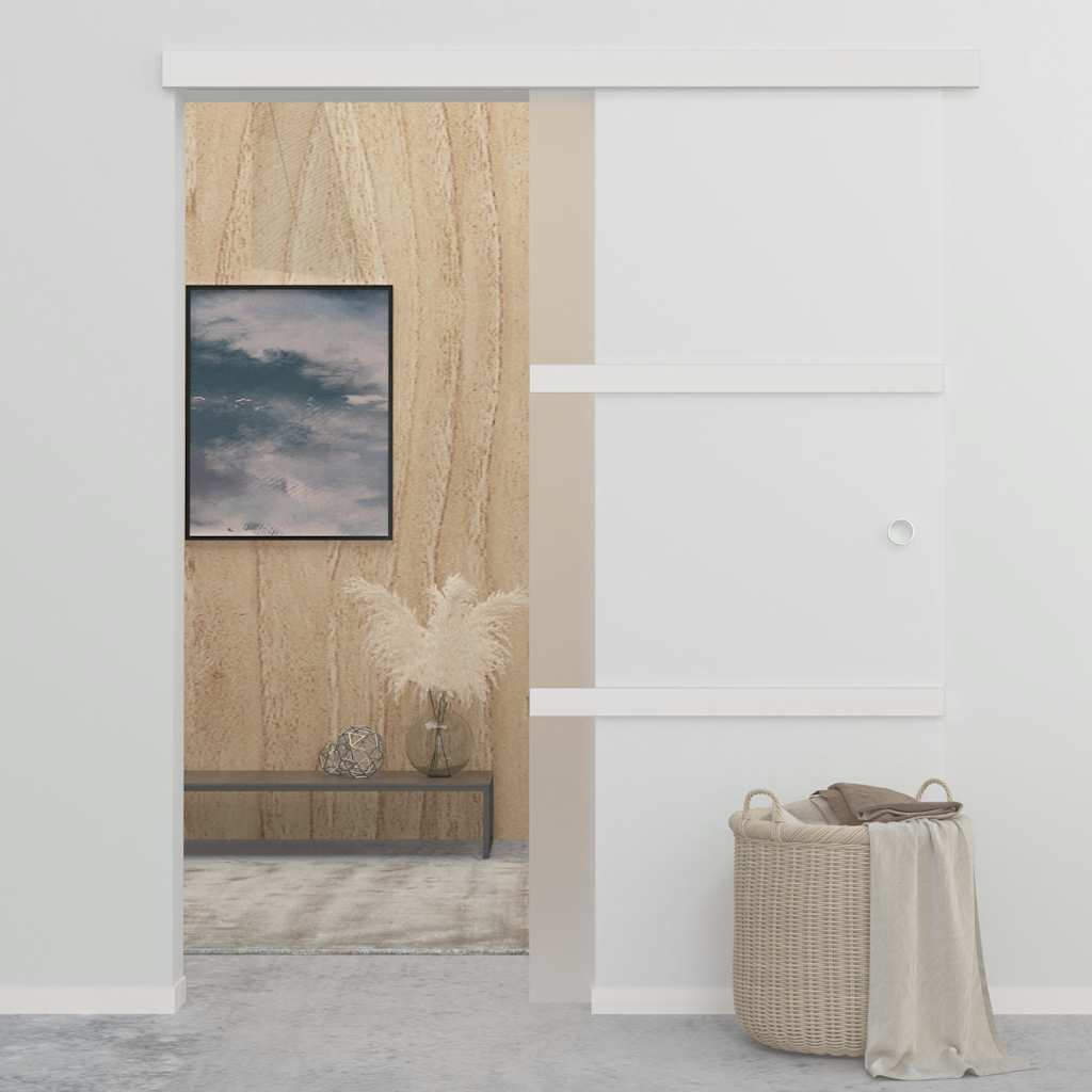 vidaXL Sliding Door 90x212 cm Toughened Glass and Aluminium Silver-coloured