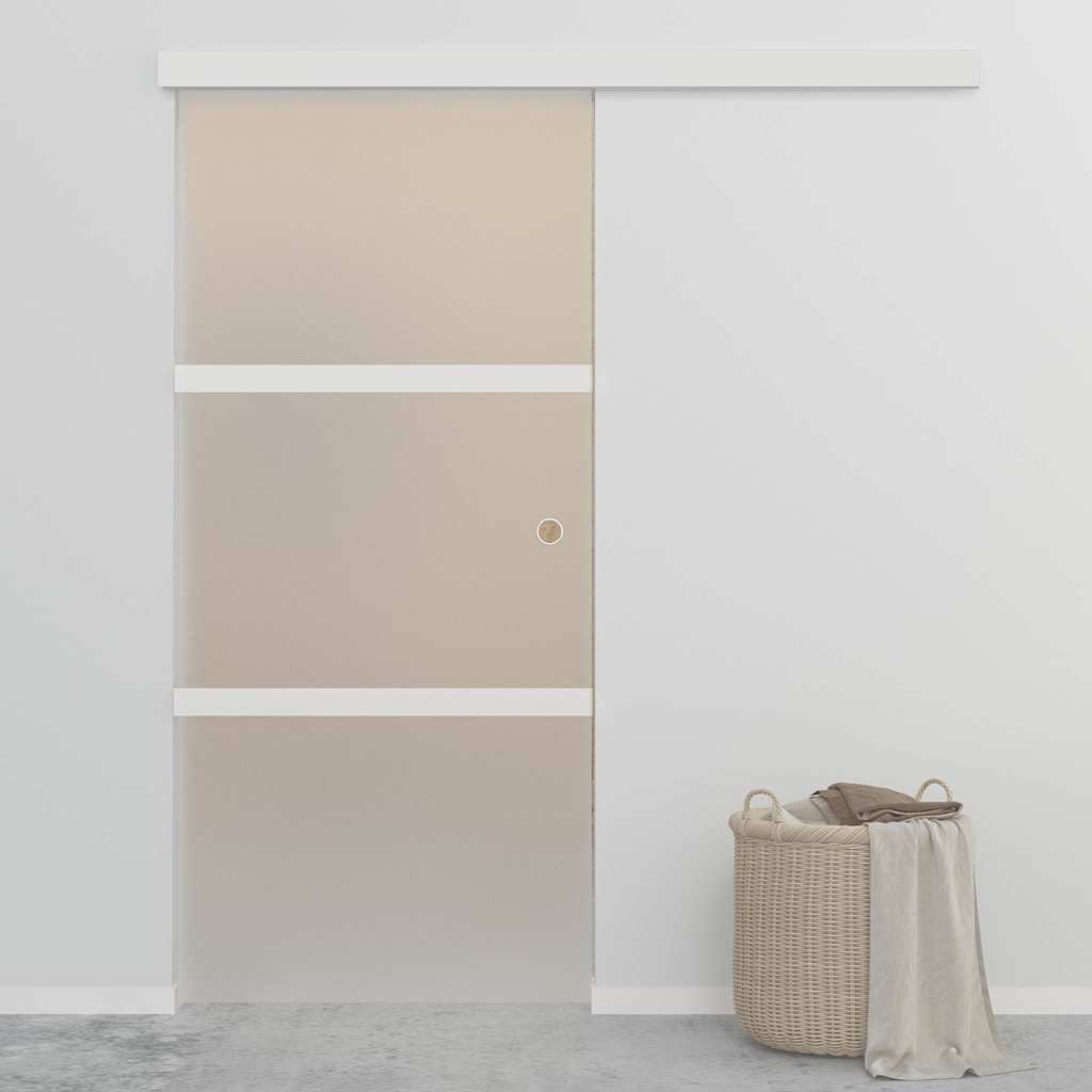 vidaXL Sliding Door 90x212 cm Toughened Glass and Aluminium Silver-coloured