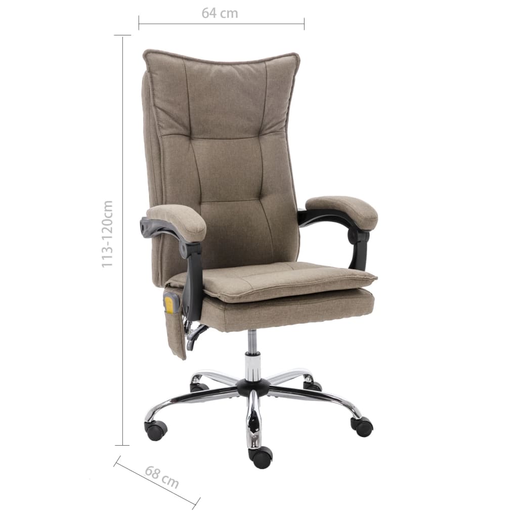 vidaXL Kantoormassagestoel stof taupe