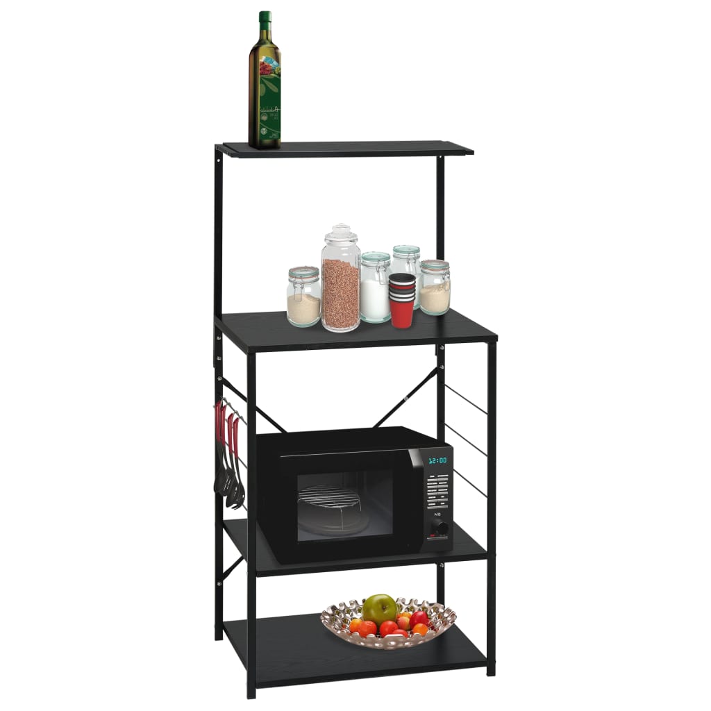 vidaXL Microwave Cabinet 60x39.6x123 cm Engineered Wood Black