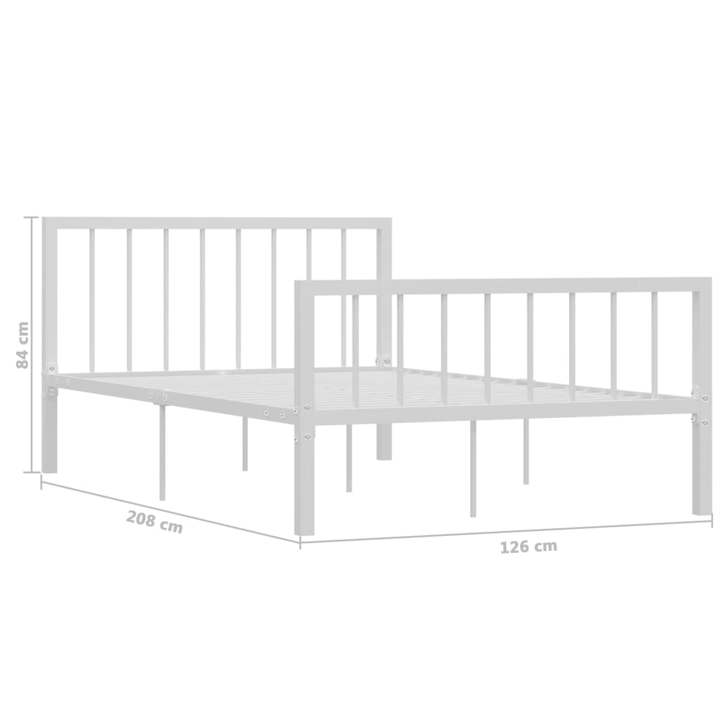 vidaXL Metal Bed Frame White 120x200 cm