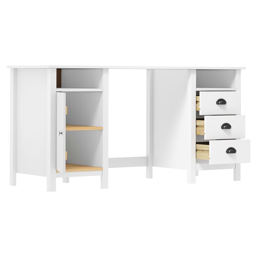 vidaXL Bureau Hill 150x50x74 cm massief grenenhout wit