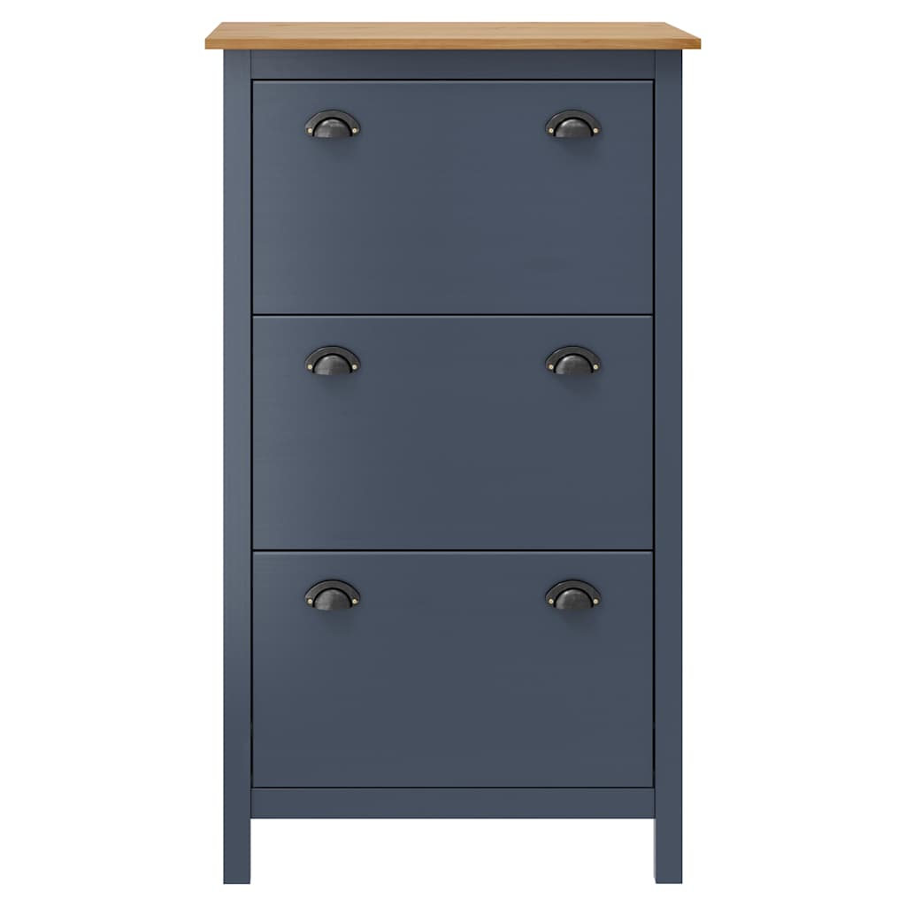 vidaXL Schoenenkast Hill 72x35x124 cm massief grenenhout grijs