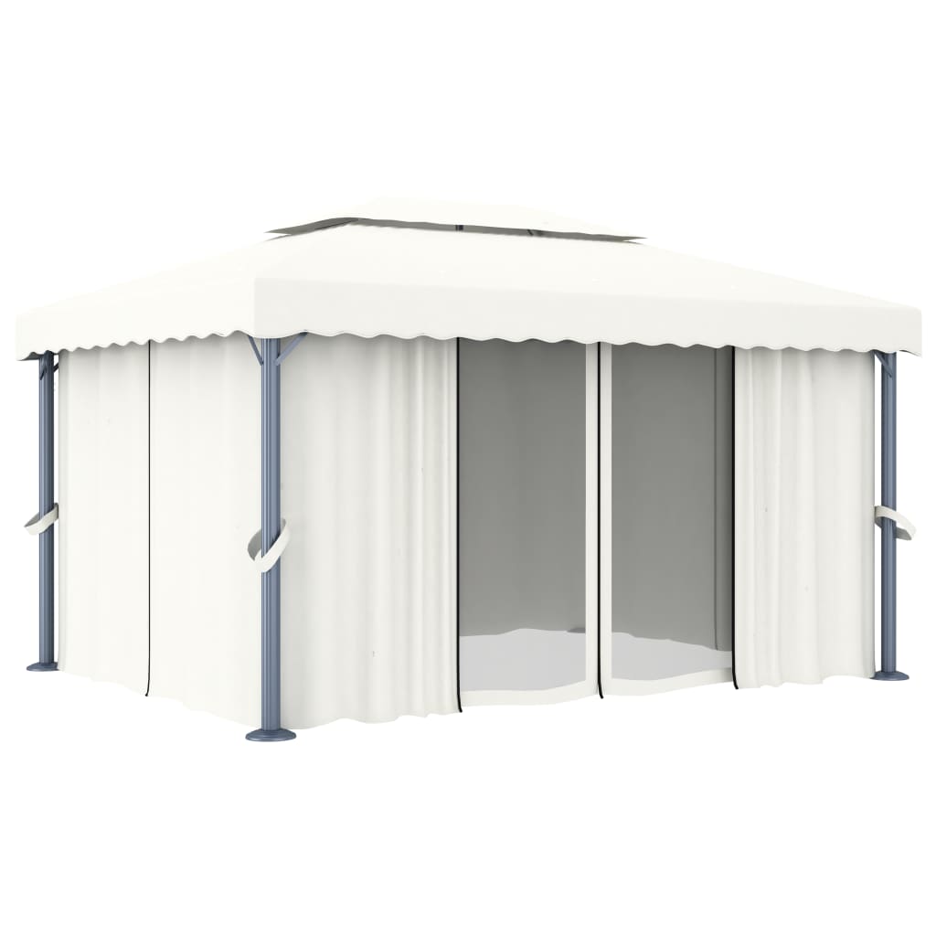 vidaXL Gazebo with curtain 4x3 m aluminium cream white