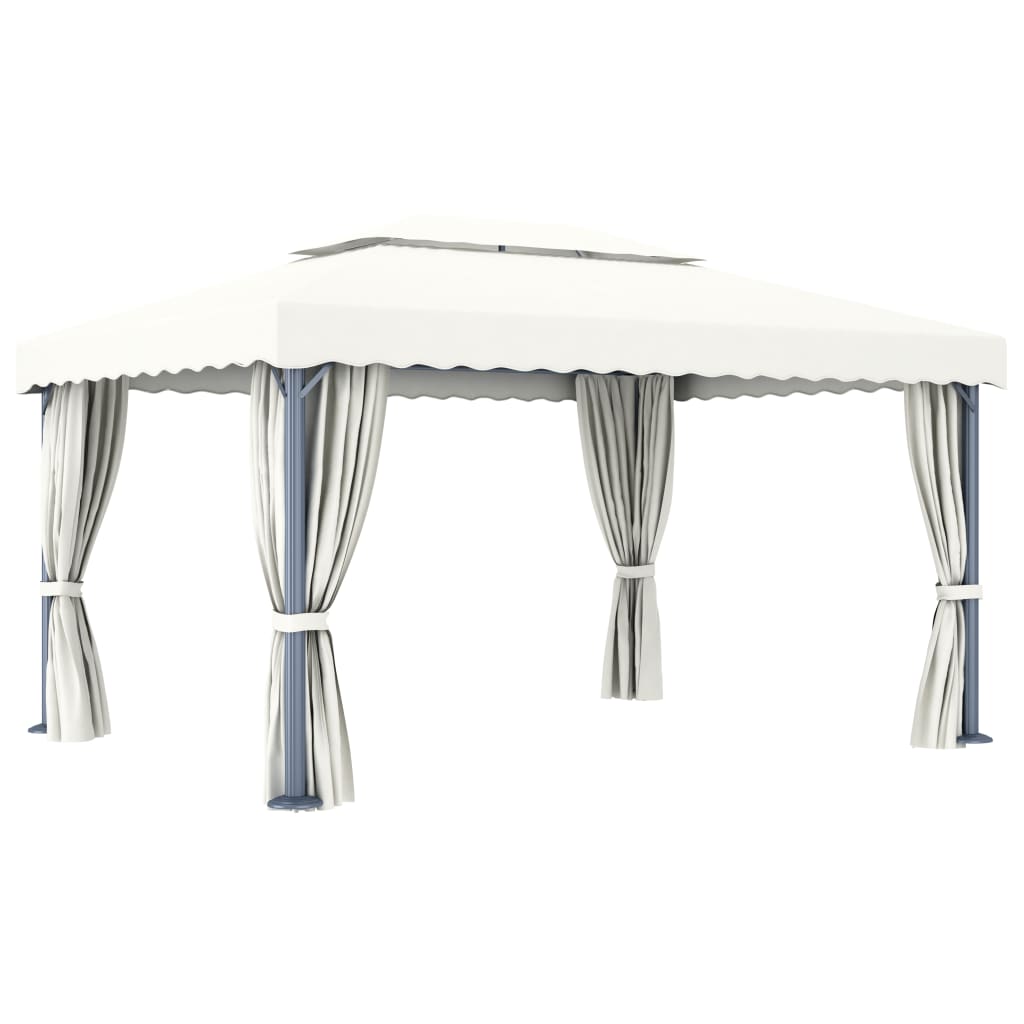 vidaXL Gazebo with curtain 4x3 m aluminium cream white