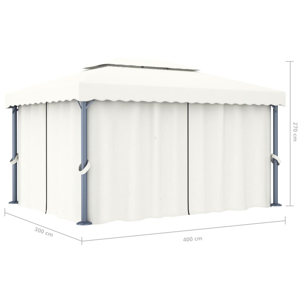 vidaXL Gazebo with curtain 4x3 m aluminium cream white