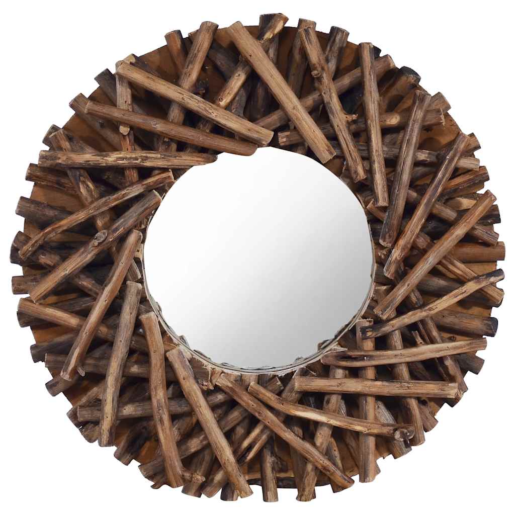 vidaXL Wall Mirror round 40 cm teak