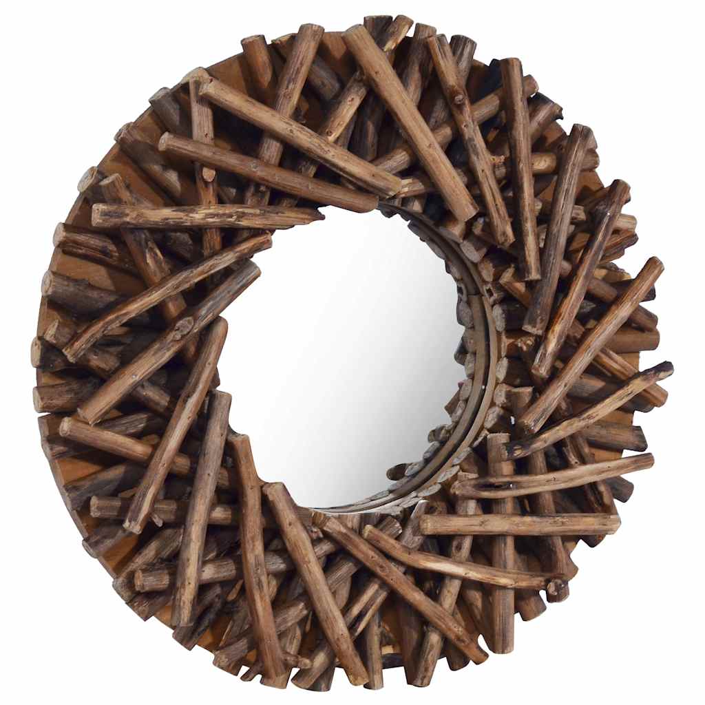 vidaXL Wall Mirror round 40 cm teak
