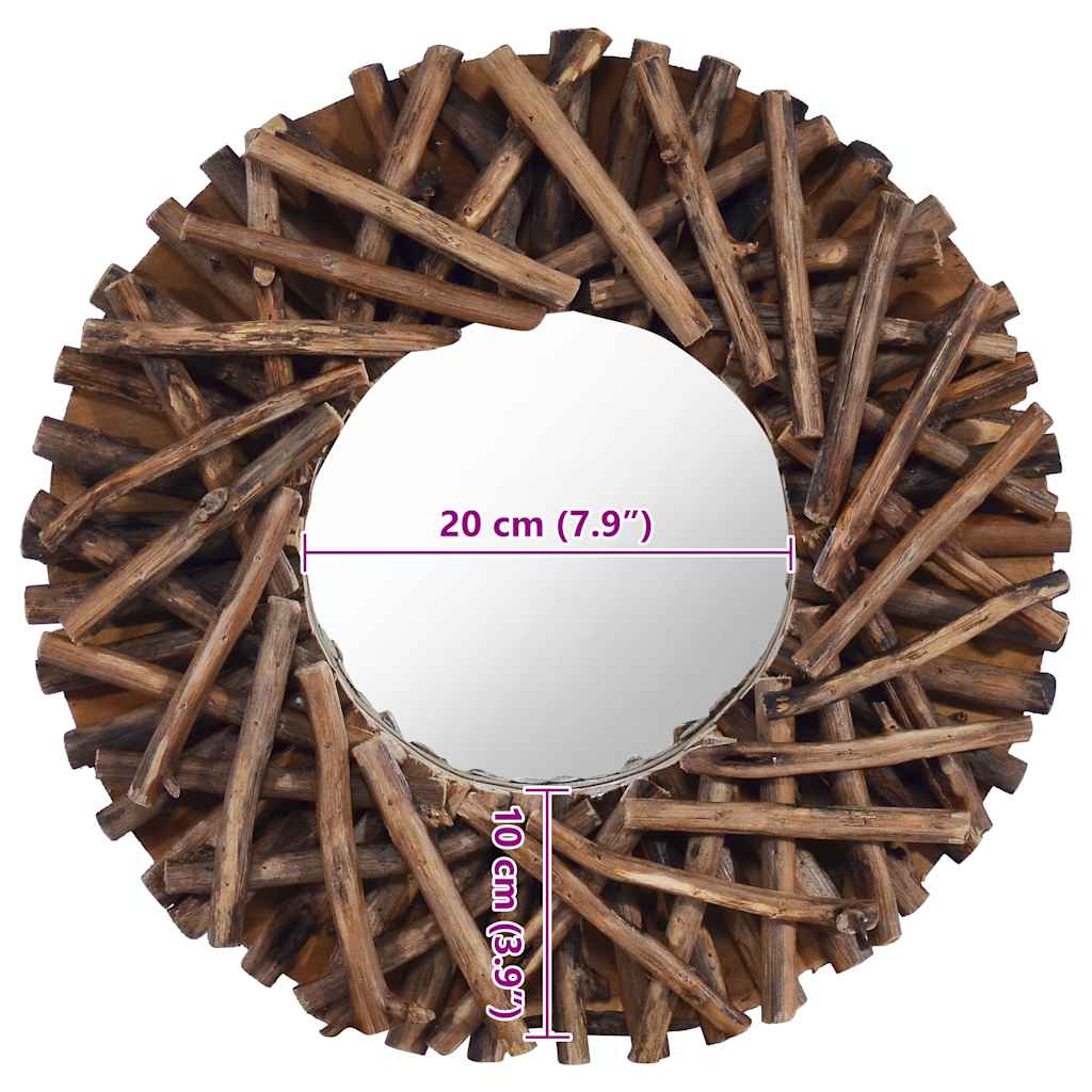 vidaXL Wall Mirror round 40 cm teak
