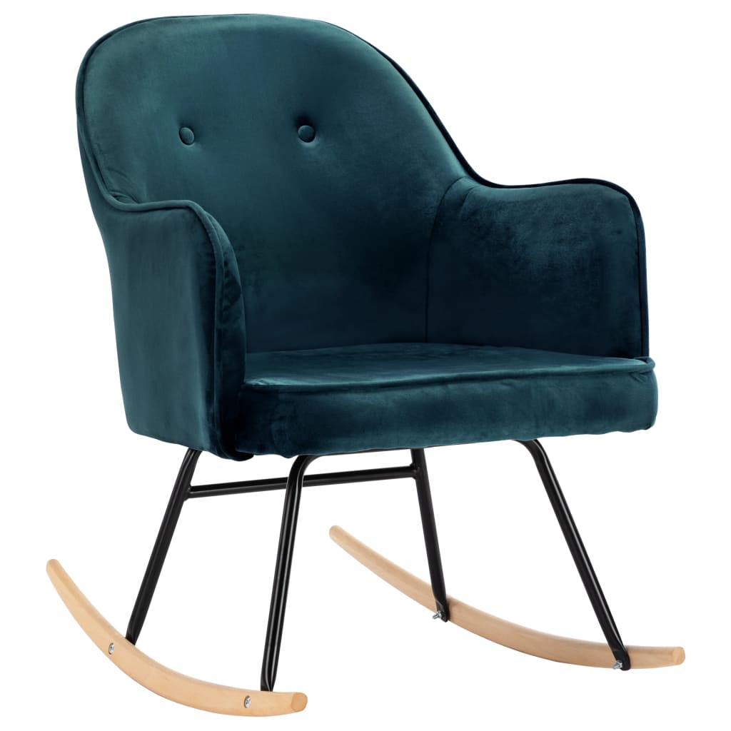 vidaXL Schommelstoel fluweel blauw