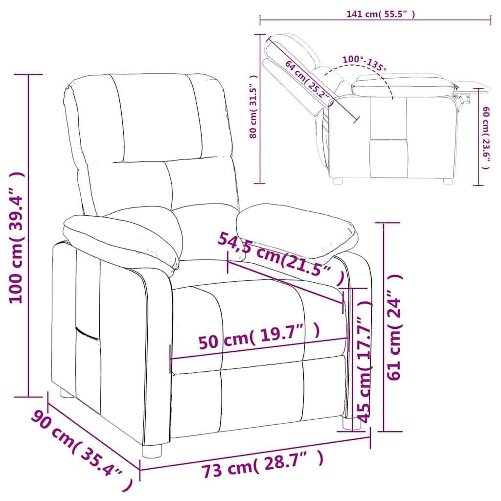 vidaXL Fauteuil verstelbaar stof lichtgrijs