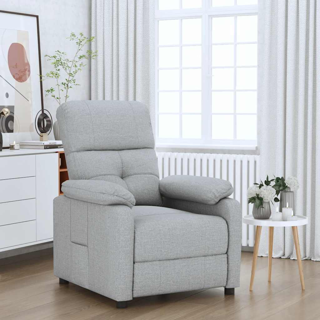 vidaXL Fauteuil verstelbaar stof lichtgrijs