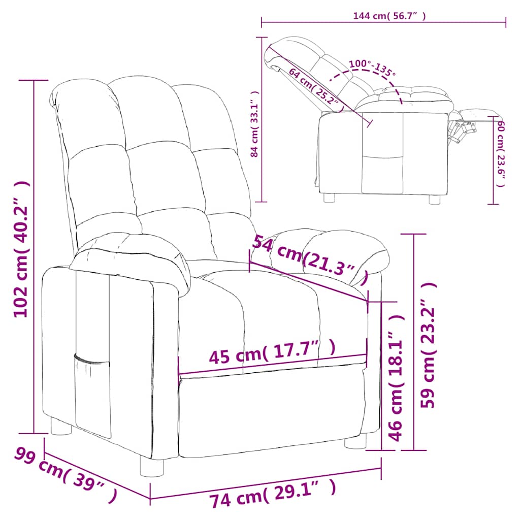 vidaXL Fauteuil verstelbaar stof lichtgrijs