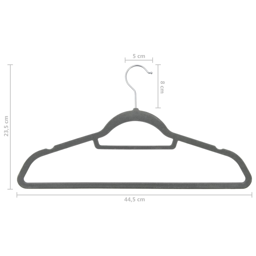 vidaXL 20-piece Non-Slip Velvet Clothes Hanger Set Grey