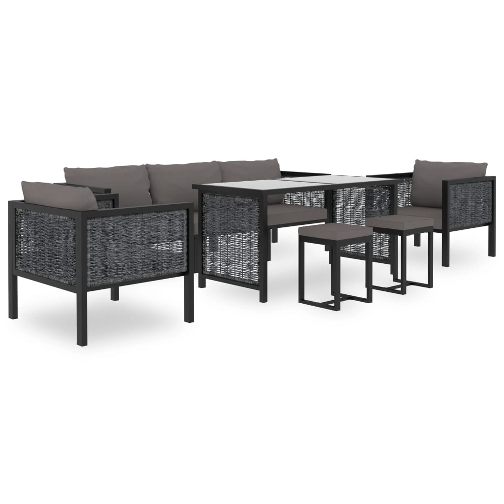 vidaXL Hoekbank sectioneel met rechterarmleuning poly rattan antraciet