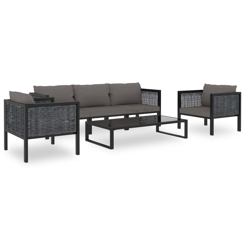 vidaXL Hoekbank sectioneel met rechterarmleuning poly rattan antraciet