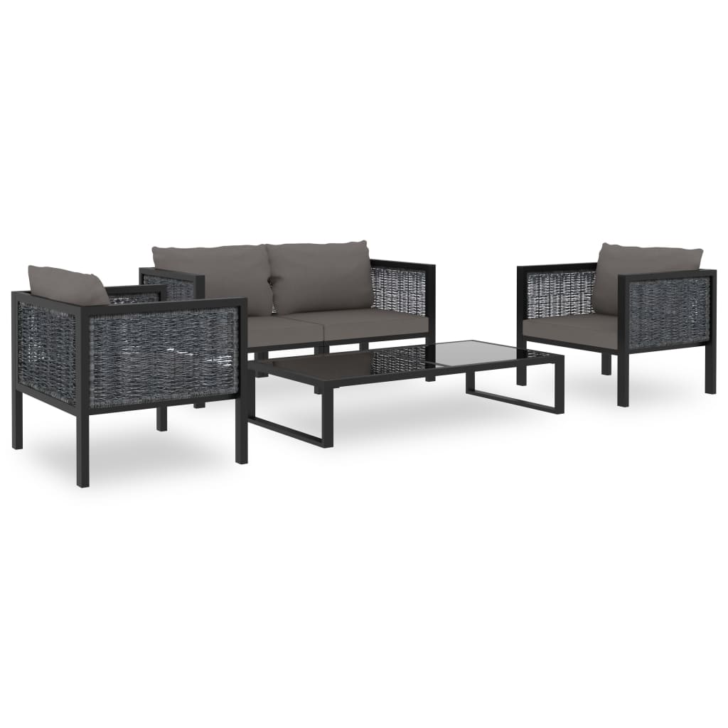 vidaXL Hoekbank sectioneel met rechterarmleuning poly rattan antraciet