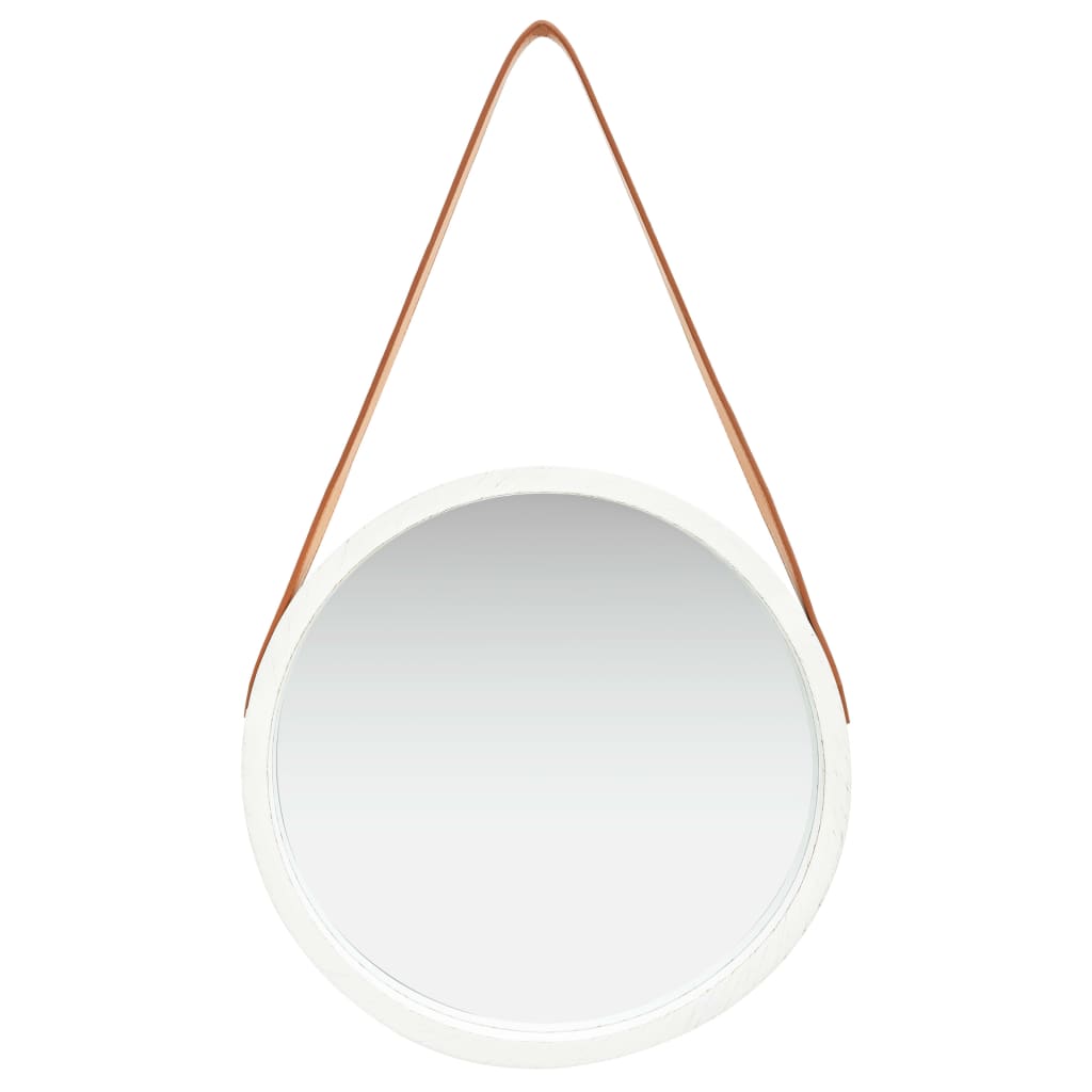 vidaXL Wall Mirror with Strap 40 cm White