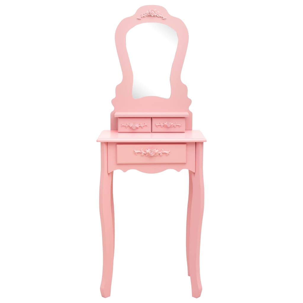 vidaXL Kaptafelset met kruk 50x59x136 cm paulowniahout roze