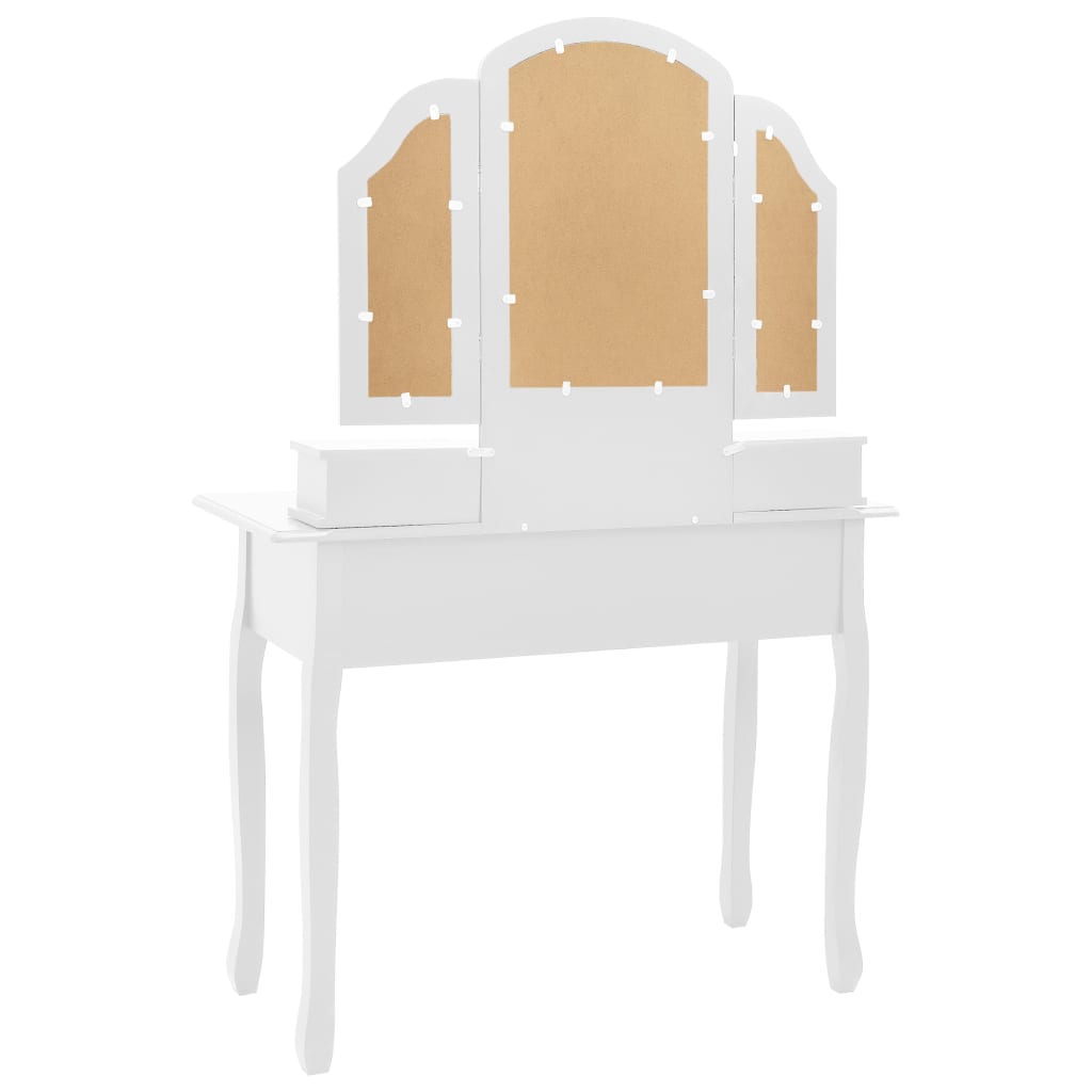 vidaXL Dressing Table Set with Stool 100x40x146 cm Paulownia Wood White