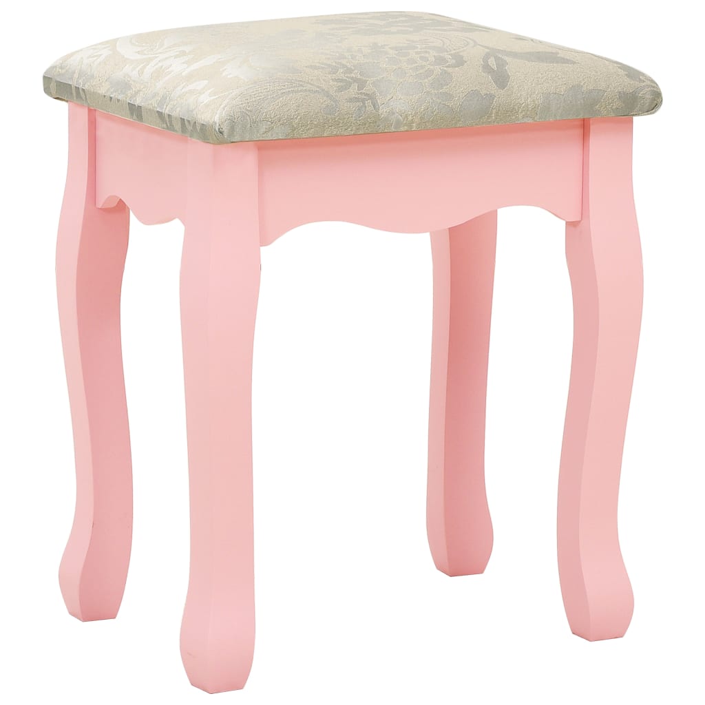 vidaXL Dressing Table with Stool 65x36x128 cm Paulownia Wood MDF Pink