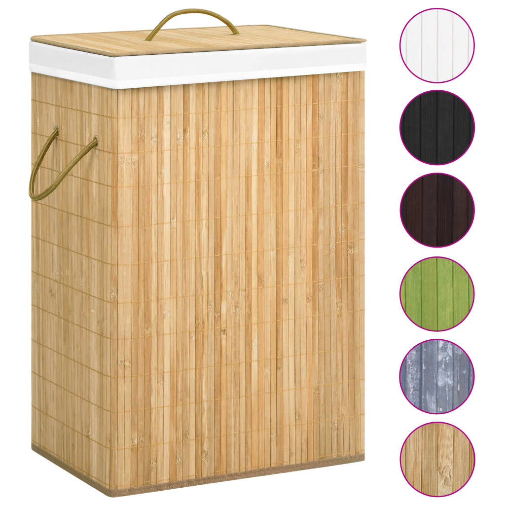 vidaXL Wasmand avec 2 sacs 72 L bambou