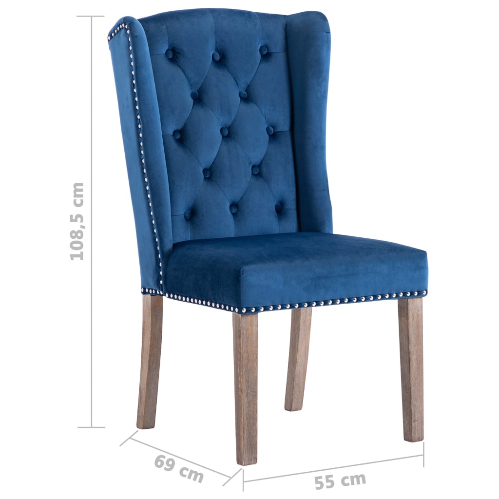 vidaXL Eetkamerstoel fluweel bleu