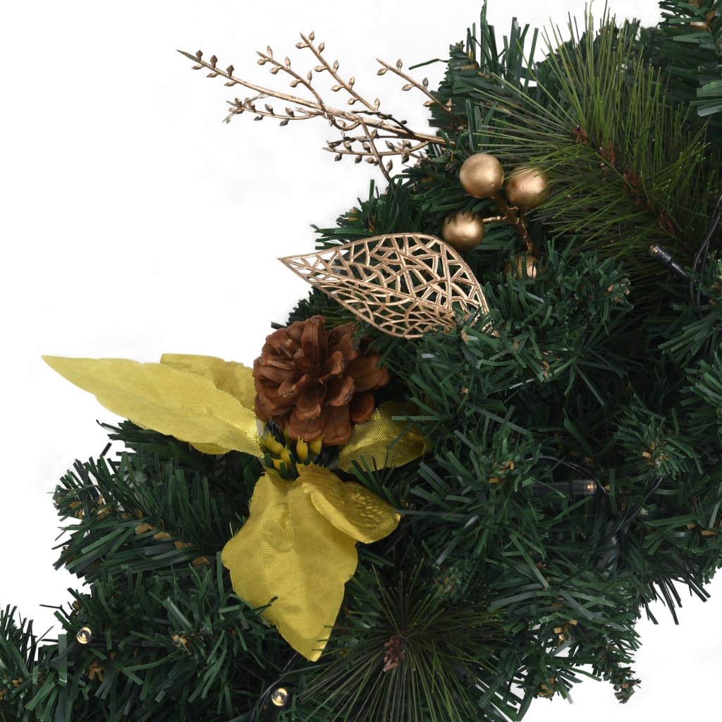vidaXL Kerstkrans met LED lampjes 60 cm PVC groen