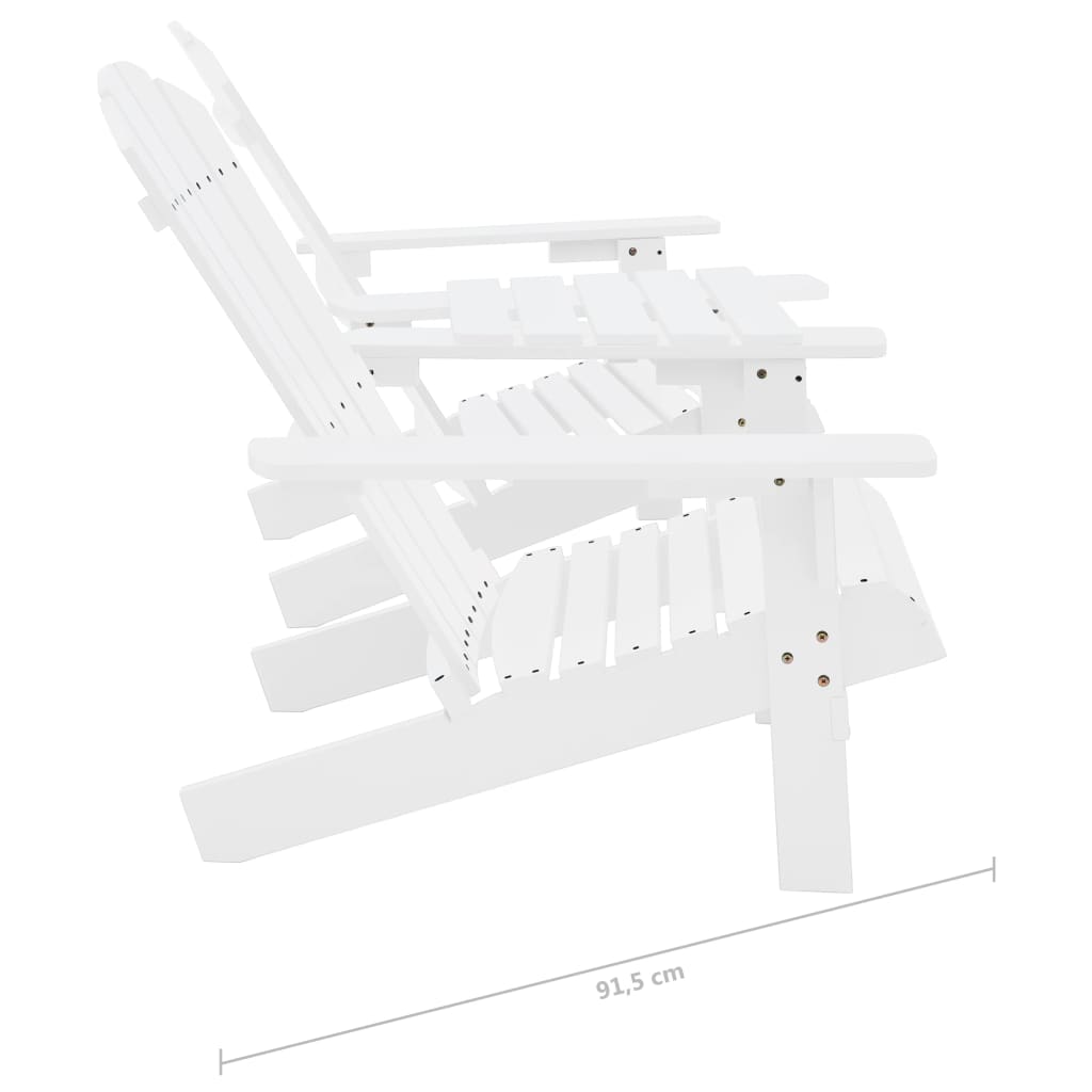vidaXL Tuinstoelen Adirondack met tafeltje massief vurenhout wit