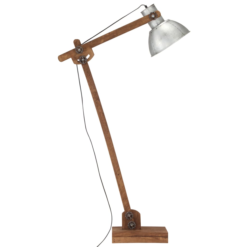vidaXL Vloerlamp E27 massief mangohout zilverkleurig