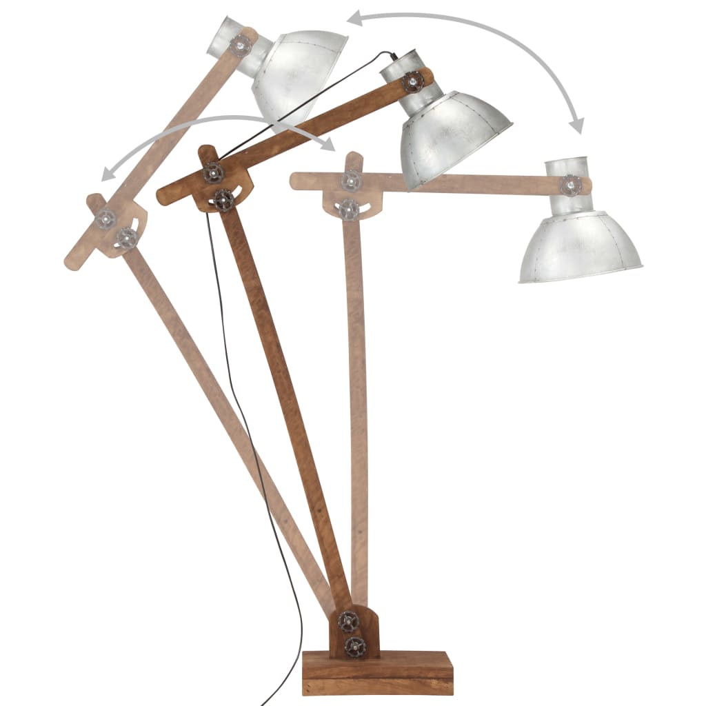 vidaXL Vloerlamp E27 massief mangohout zilverkleurig