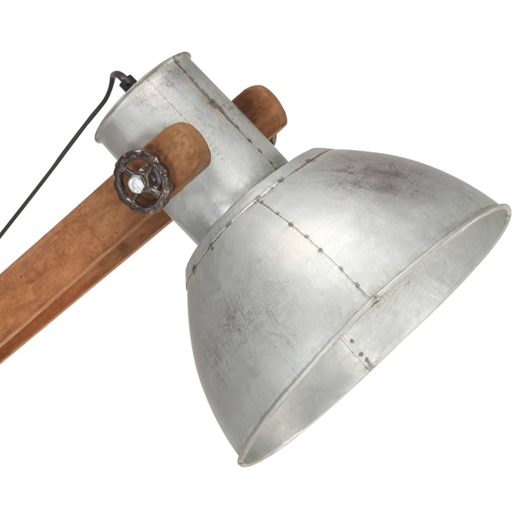 vidaXL Vloerlamp E27 massief mangohout zilverkleurig