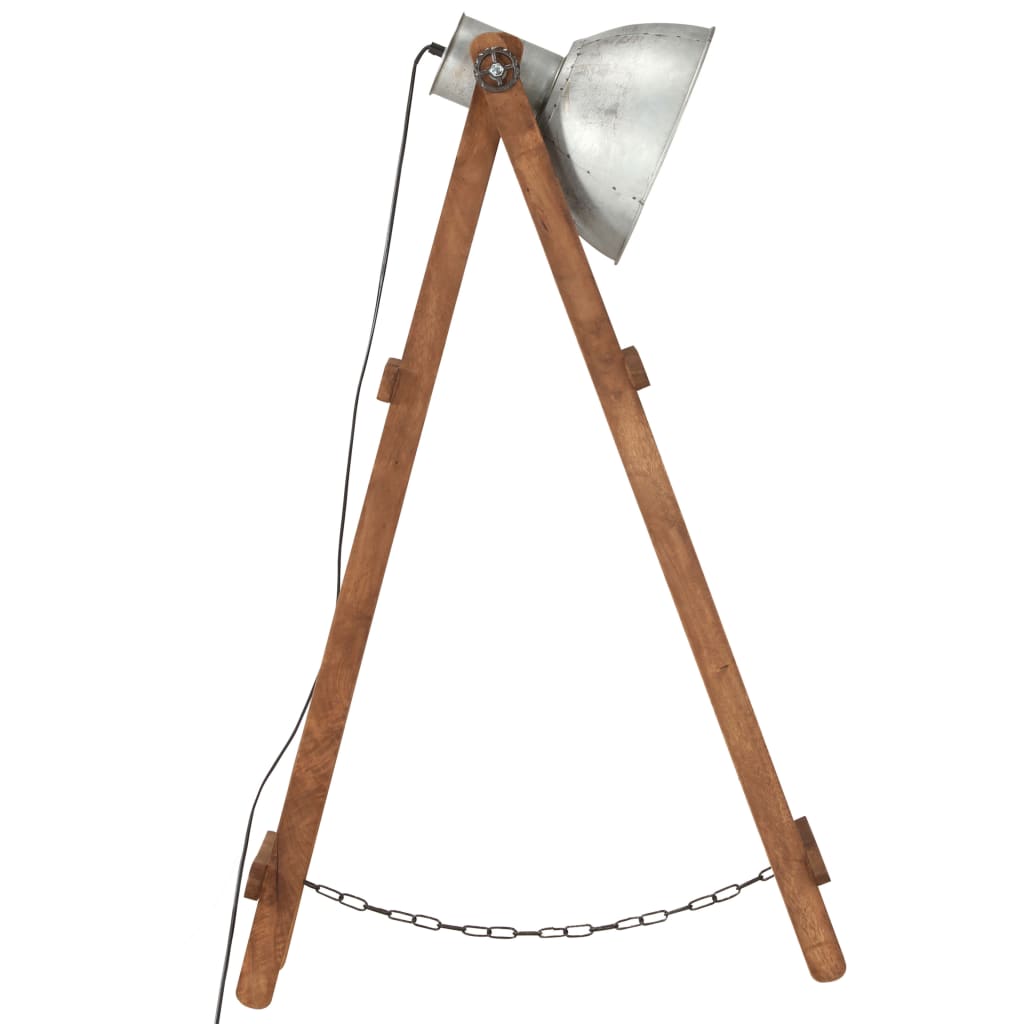 vidaXL Vloerlampen 3 st E27 massief mangohout zilverkleurig