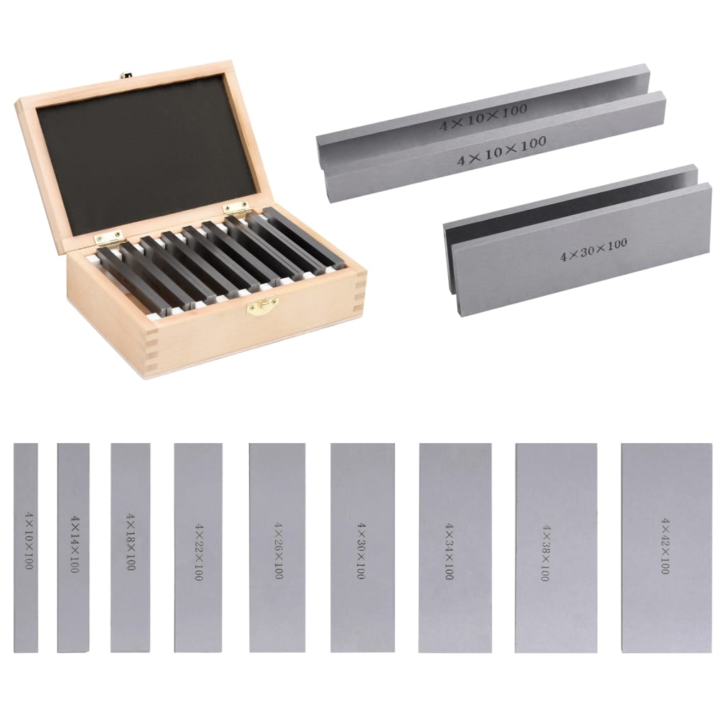 vidaXL Parallel Gauge Blocks 18 pcs 100 mm 10-42 mm