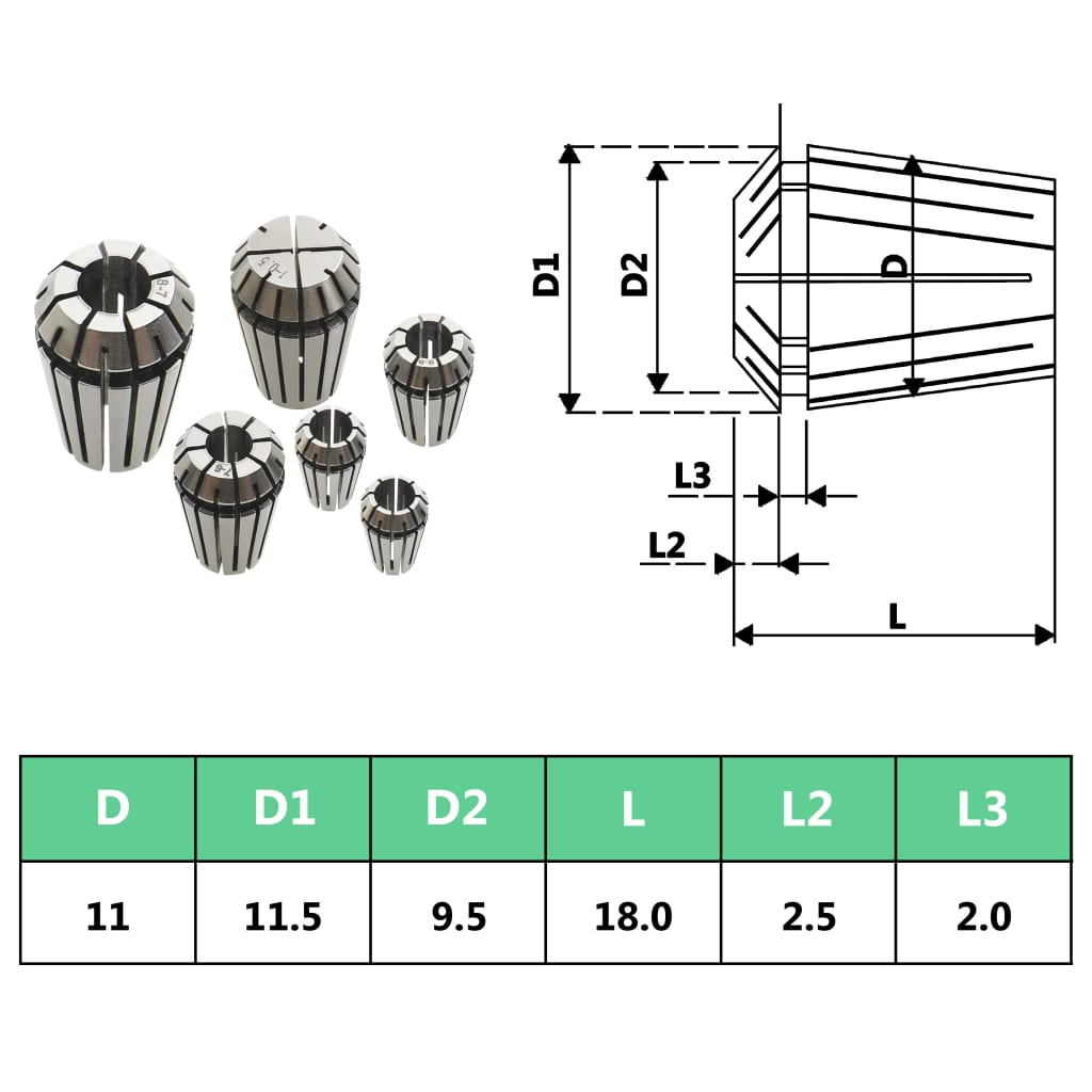 vidaXL 13-piece ER11 Collet Chuck Set