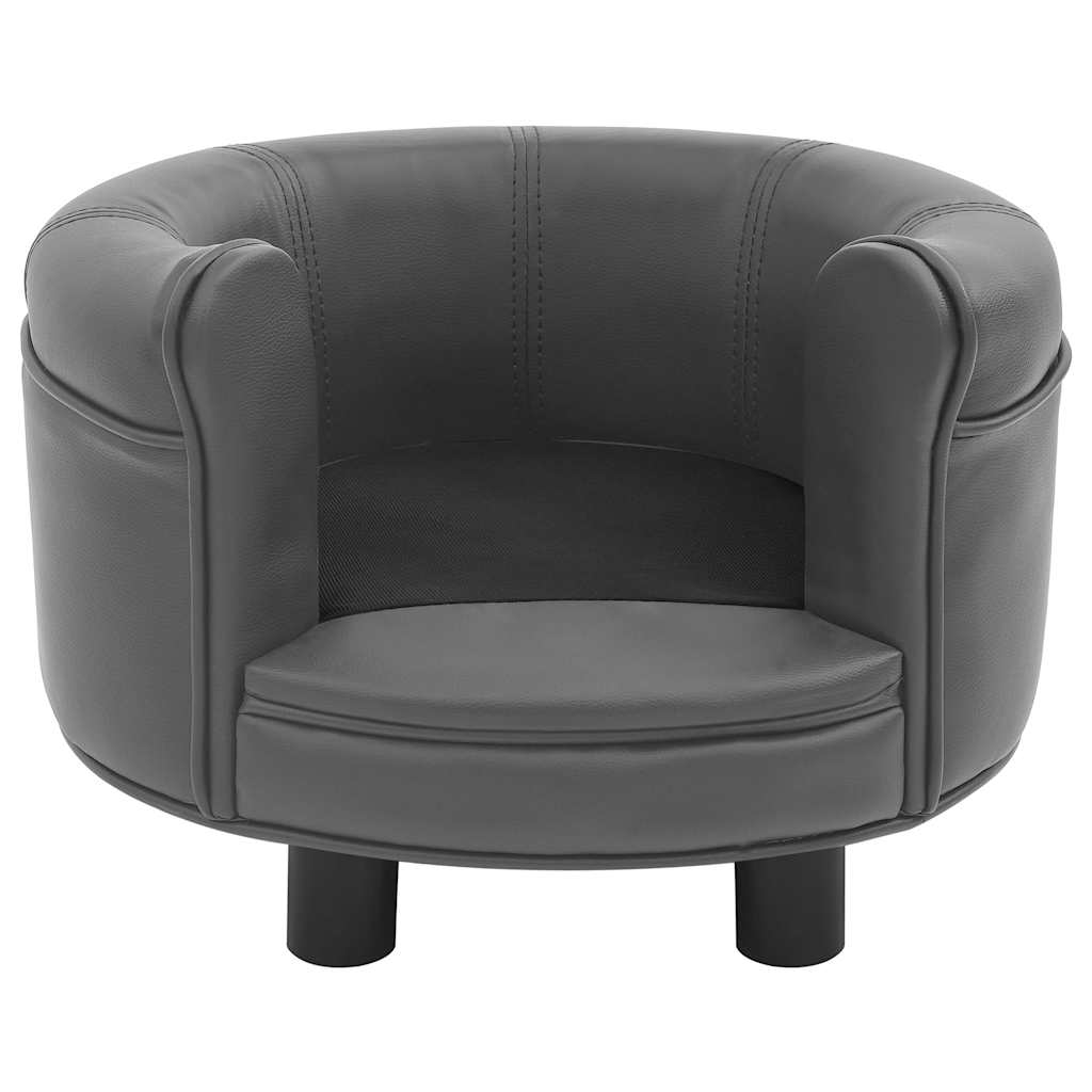 vidaXL Dog Sofa 48x48x32 cm Plush and Faux Leather Grey