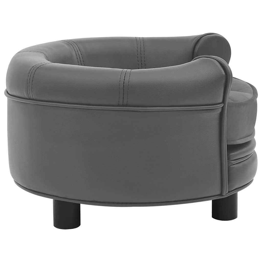 vidaXL Dog Sofa 48x48x32 cm Plush and Faux Leather Grey