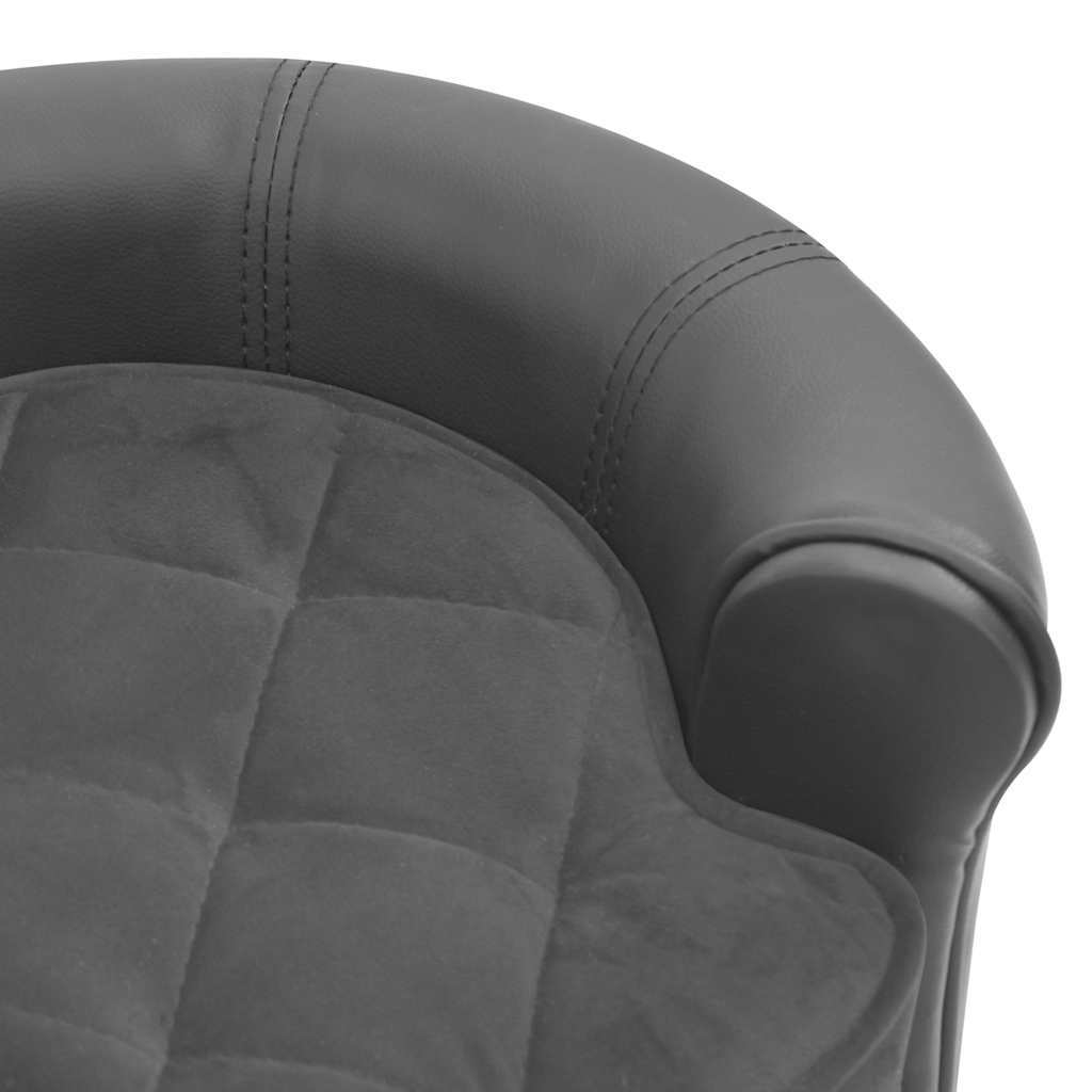 vidaXL Dog Sofa 48x48x32 cm Plush and Faux Leather Grey