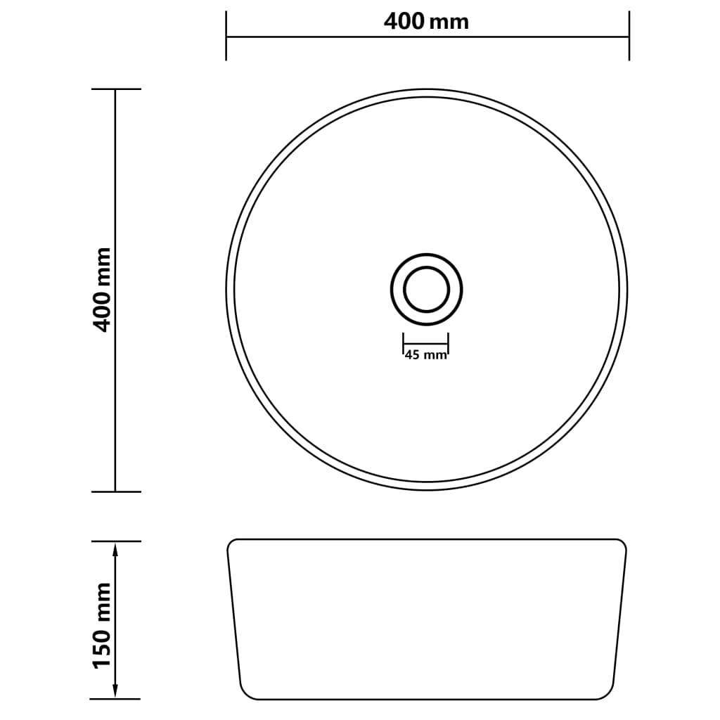 vidaXL Sink round 40x15 cm ceramic matt white