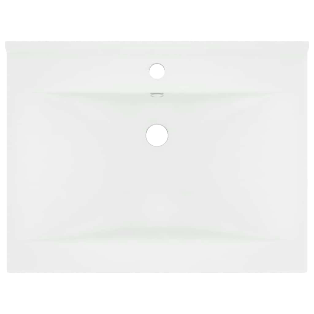 vidaXL Wash Basin with Faucet Hole 60x46 cm Ceramic Matt White