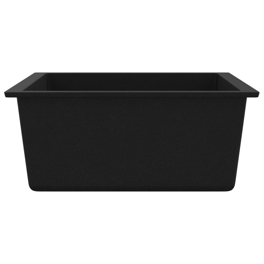vidaXL Gootsteen avec overloopgat graniet noir