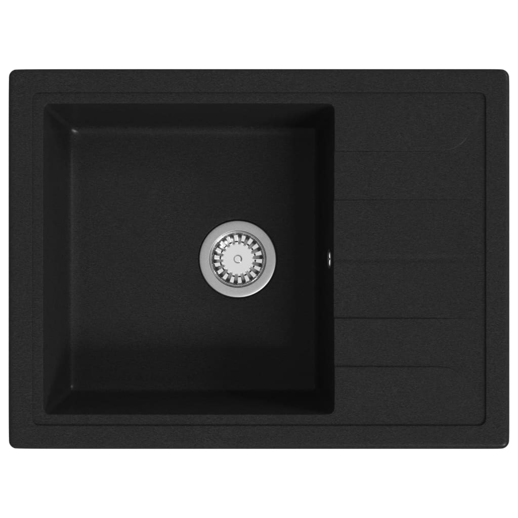 vidaXL Sink with Overflow Hole Oval Granite Black