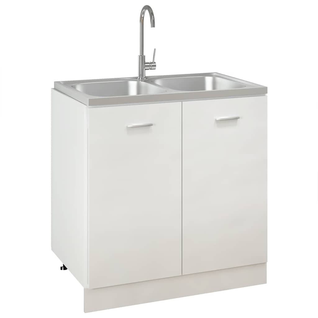 vidaXL Double-Bowl Sink 800x500x155 mm Stainless Steel Silver