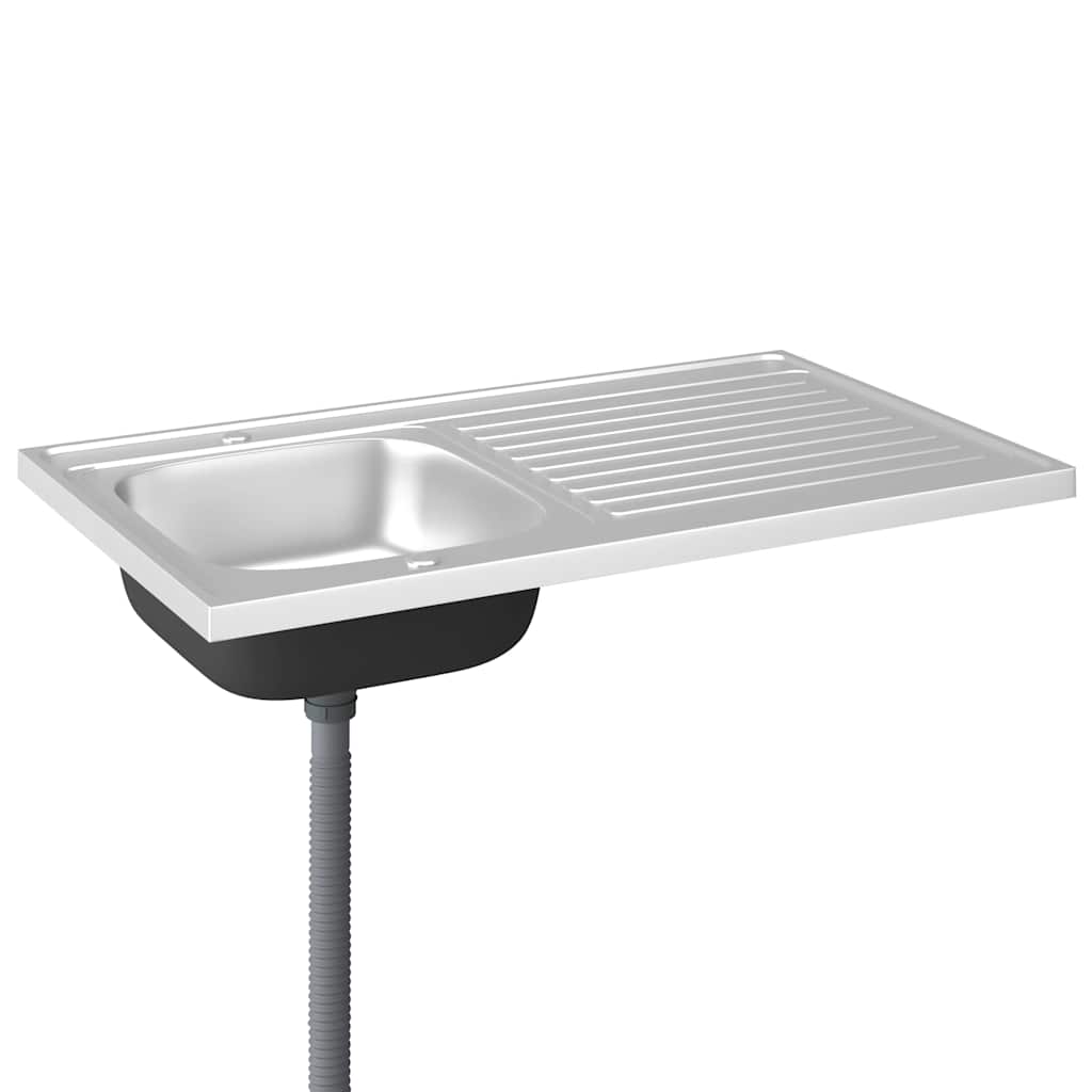 vidaXL Sink with Drainer Set 1000x600x155 mm Stainless Steel Silver