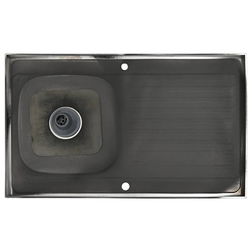 vidaXL Sink with Drainer Set 1000x600x155 mm Stainless Steel Silver