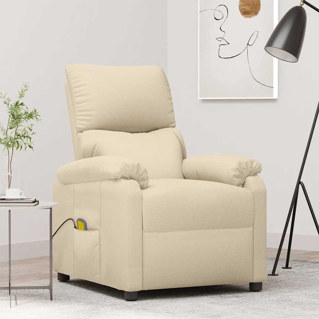 vidaXL Massage Recliner Fabric Cream