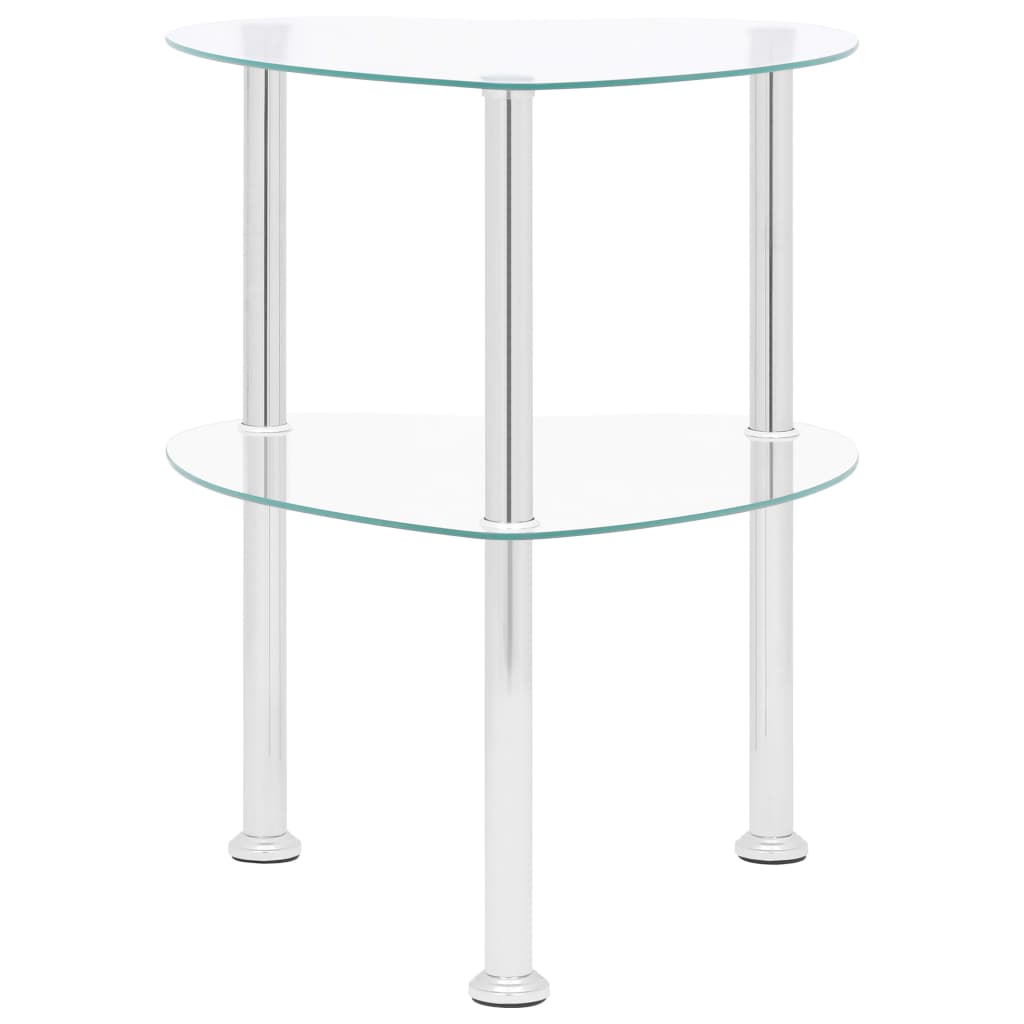 vidaXL Bijzettafel 2-laags 38x38x50 cm gehard glas transparant